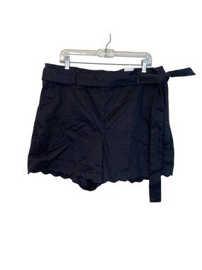 NWT Ann Taylor High Rise Black Scalloped Hem Waist Tie Size 16P
